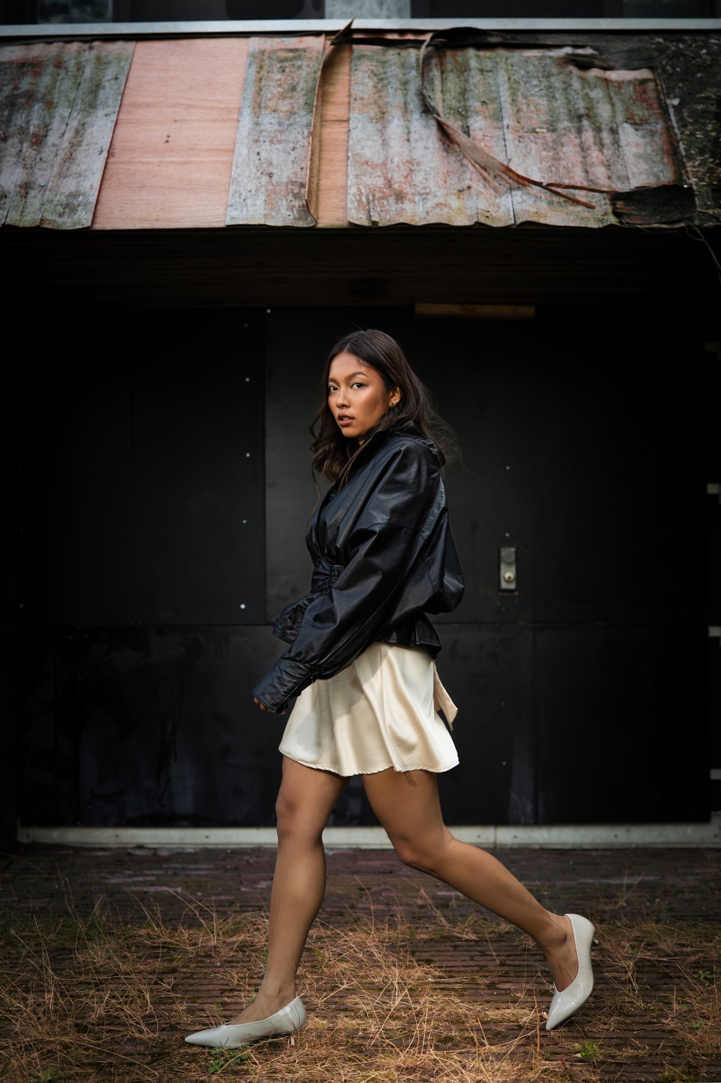 Czarina Robledo, leather jacket, editorial